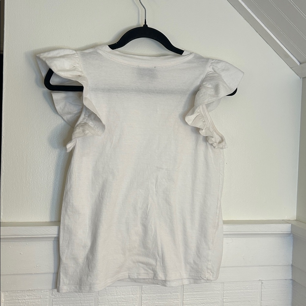 Tuckernuck White Kaia Flutter Sleeve Blouse 100% cotton natural fiber, Small - Picture 6 of 8